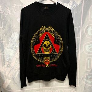 Sacred Bones Black Sweater with Skull Design